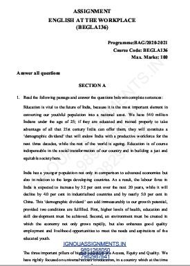 begla 136 solved assignment pdf