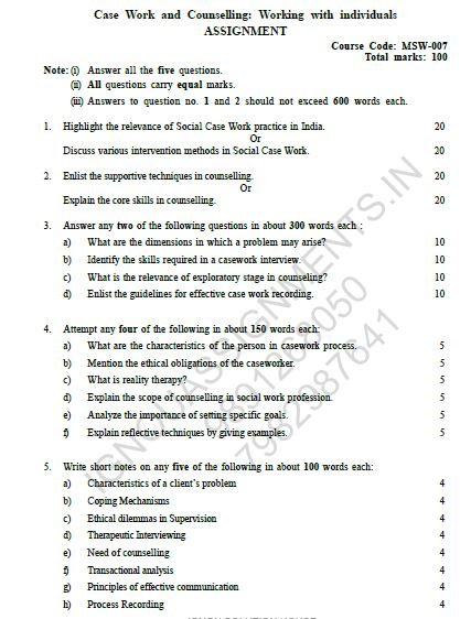 ignou msw solved assignment 2019 20