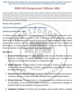 IGNOU MHH-103  AS-7 SOLVED ASSIGNMENT JAN 2023 ENGLISH MEDIUM (PGDHHM)