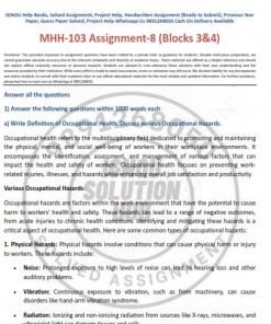 IGNOU MHH-103  AS-8 SOLVED ASSIGNMENT JAN 2023 ENGLISH MEDIUM (PGDHHM)