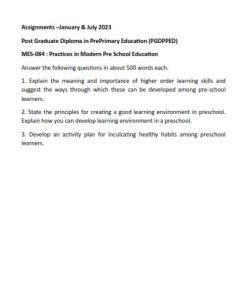 IGNOU MES-84 SOLVED ASSIGNMENT JAN & JULY 2023 ENGLISH MEDIUM (PGDPPED)