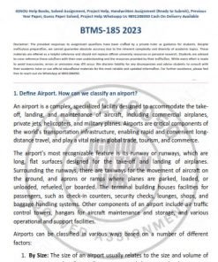 IGNOU BTMS-185 SOLVED ASSIGNMENT 2023 ENGLISH MEDIUM (BTS)