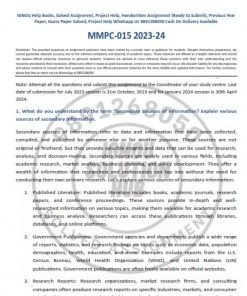 IGNOU MMPC-15 Solved Assignment 2023-24