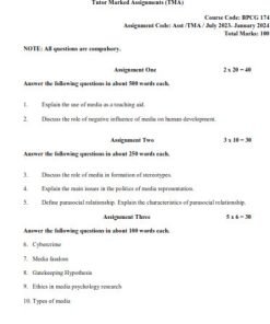 IGNOU BPCG-174 Solved Assignment 2023-24 English Medium