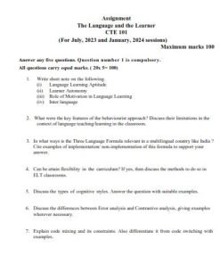 IGNOU CTE-101 Solved Assignment 2023-24 English Medium 