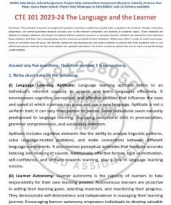 IGNOU CTE-101 Solved Assignment 2023-24 English Medium 