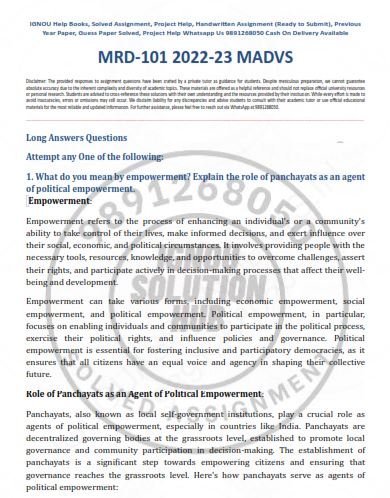 IGNOU MRD-101 SOLVED ASSIGNMENT 2022-23 ENGLISH MEDIUM (MADVS)