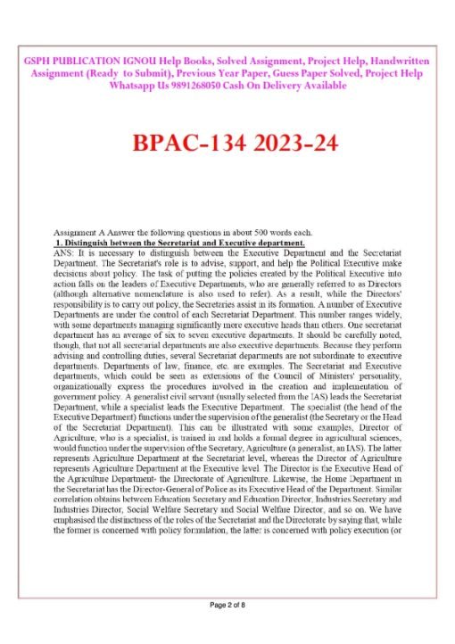IGNOU BPAC-134 Solved Assignment 2023-24 ENGLISH Medium