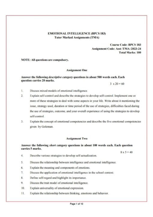 IGNOU BPCS-183 Solved Assignment 2023-24 English Medium