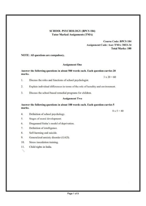 IGNOU BPCS-184 Solved Assignment 2023-24 English Medium