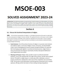 IGNOU MSOE-3 Solved Assignment English Medium 2023-24