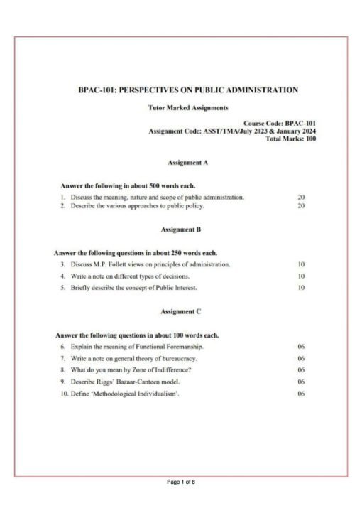 IGNOU BPAC-101 Solved Assignment 2023-24 ENGLISH Medium
