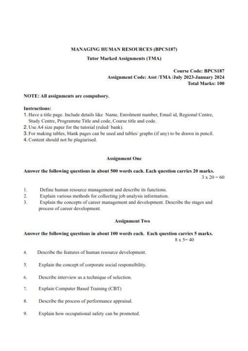 IGNOU BPCS-187 Solved Assignment 2023-24 English Medium