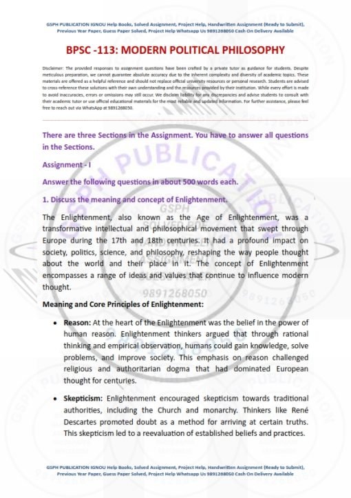 IGNOU BPSC-113 Solved Solved Assignment 2023-24 English Medium