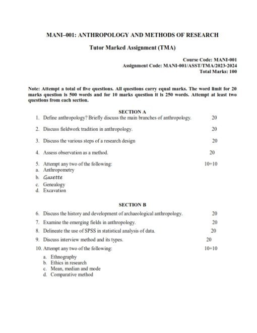 IGNOU MANI-001 Solved Assignment 2023-24 English Medium