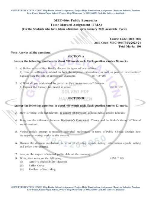 IGNOU MEC-006 Solved Assignment 2023-24 English Medium