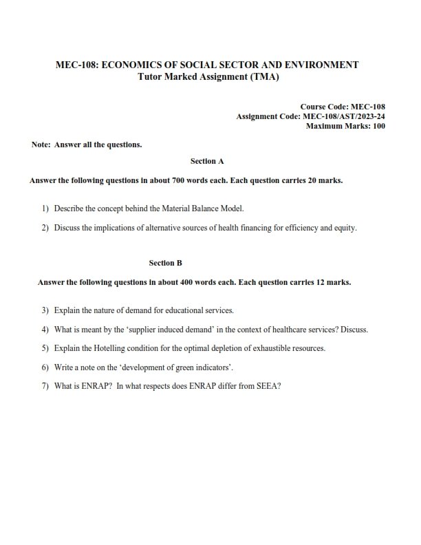 ignou mec assignment questions