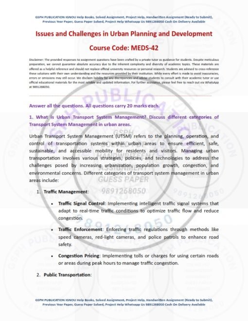 IGNOU MEDS-42 Solved Assignment 2023-24 English Medium