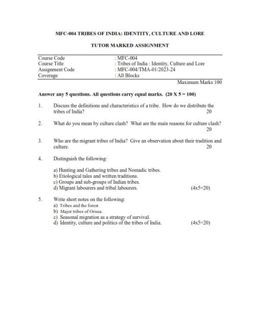 IGNOU MFC-004 Solved Assignment 2023-24 English Medium