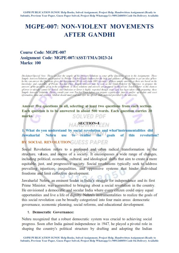 IGNOU MGPE-7 Solved Assignment English Medium 2023-24