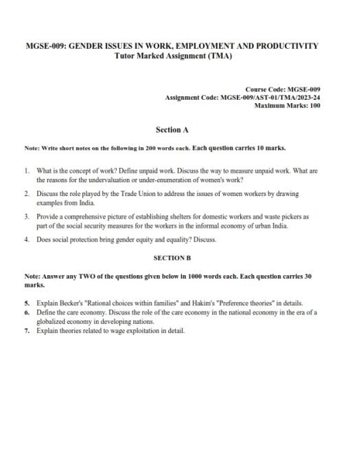 IGNOU MGSE-009 Solved Assignment 2023-24 English Medium