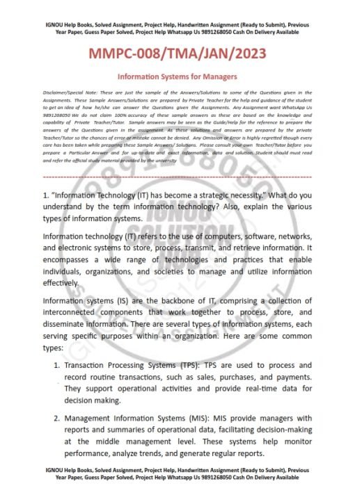 IGNOU MBA 2nd Solved Assignment 2023-24 English Medium (Combo Mmpc-8-9-10-11-12-13-14)