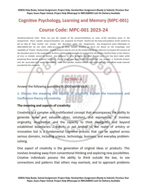 IGNOU MAPC 1st Solved Assignment 2023-24 English Medium (Combo Mpc-1-2-3-4-5-6)