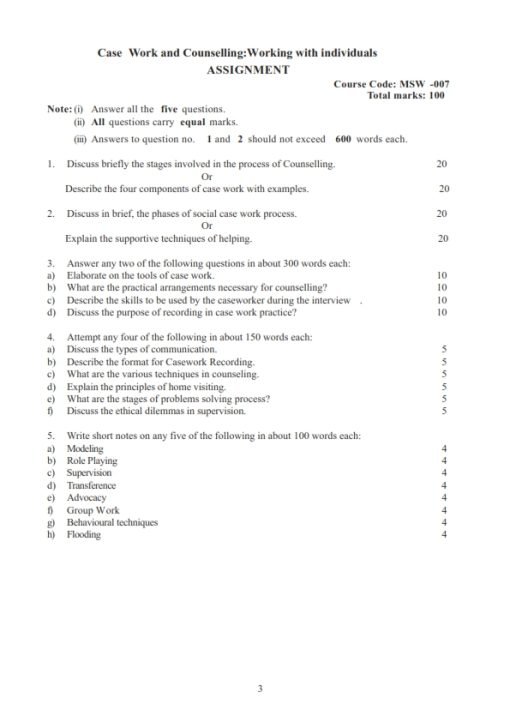 IGNOU MSW-7 Solved Assignment 2023-24 English Medium