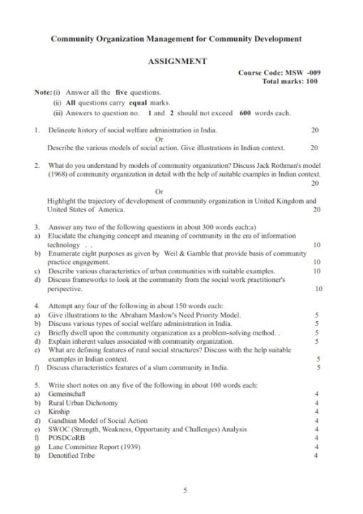 IGNOU MSW-9 Solved Assignment 2023-24 English Medium