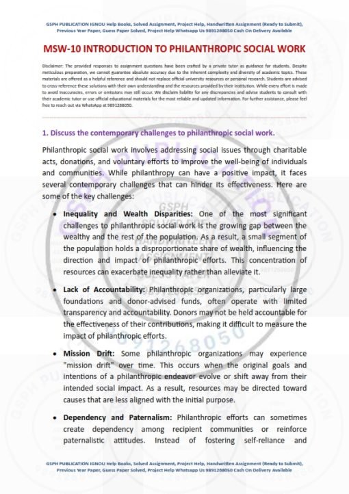 IGNOU MSW-10 Solved Assignment 2023-24 English Medium