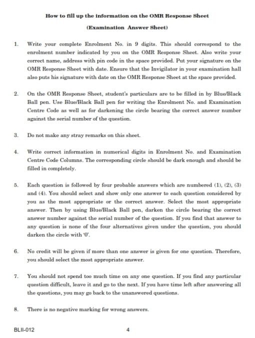 IGNOU BLII-12 Previous Year Solved Question Paper (Dec 2022) English Medium