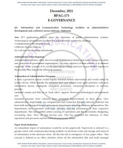 IGNOU BPAG-173 Previous Year Solved Question Paper (Dec 2021) English Medium