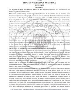 IGNOU BPCG-174 Previous Year Solved Question Paper (June 2022) English Medium