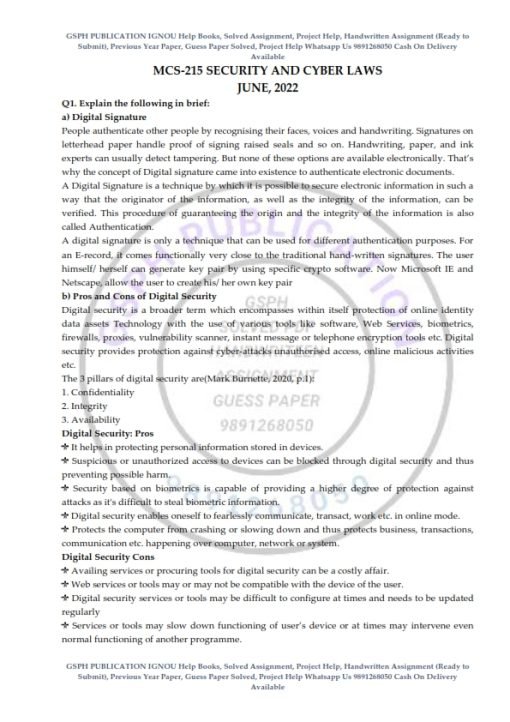 IGNOU MCS-215 Previous Year Solved Question Paper (June 2022) English Medium