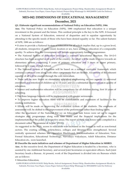 IGNOU MES-42 Previous Year Solved Question Paper (Dec 2021) English Medium