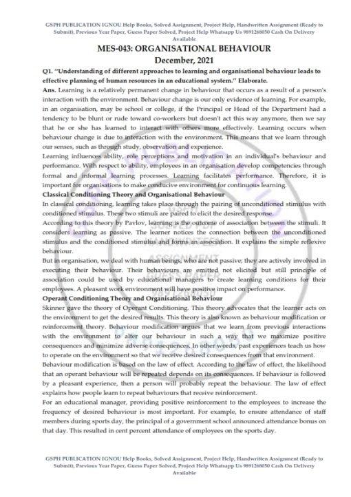 IGNOU MES-43 Previous Year Solved Question Paper (Dec 2021) English Medium