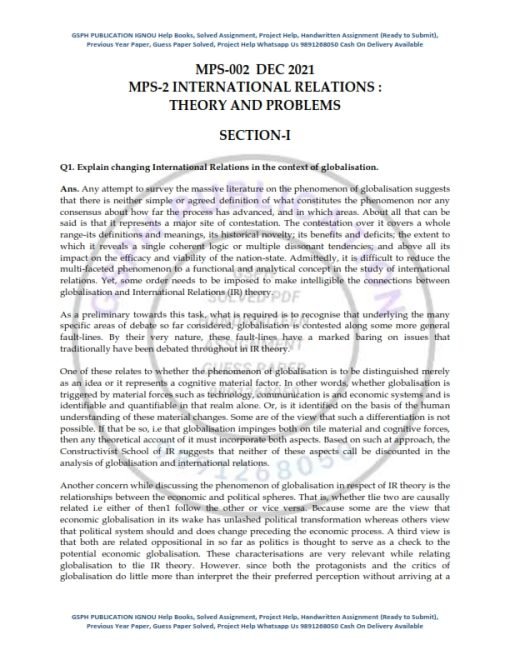 IGNOU MPS-2 Previous Year Solved Question Paper (Dec 2021) English Medium