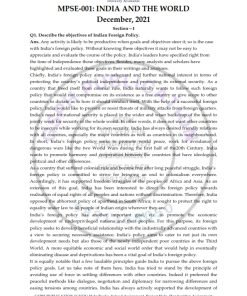 IGNOU MPSE-1 Previous Year Solved Question Paper (Dec 2021) English Medium