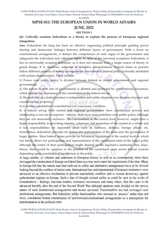 IGNOU MPSE-11 Previous Year Solved Question Paper (June 2022) English Medium