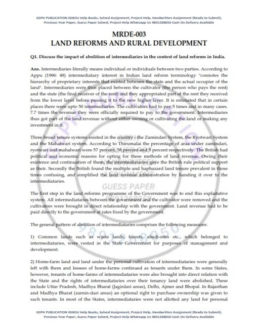 IGNOU MRDE-003 Previous Year Solved Question Paper (Dec 2021) English Medium