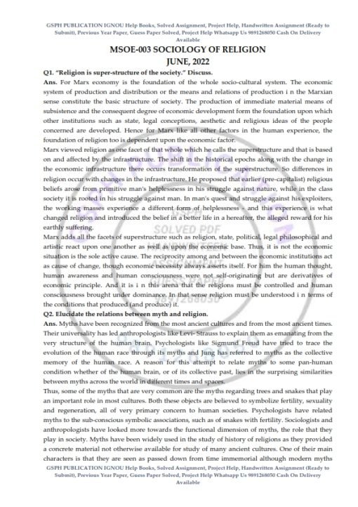 IGNOU MSOE-03 Previous Year Solved Question Paper (June 2022) English Medium