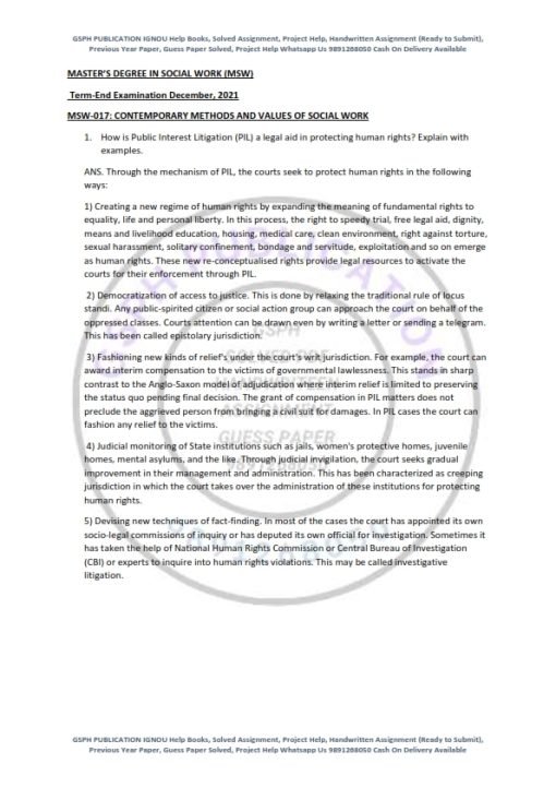 IGNOU MSW-017 Previous Year Solved Question Paper (Dec 2021) English Medium