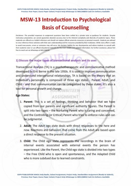 IGNOU MSW-13 Solved Assignment 2023-24 English Medium