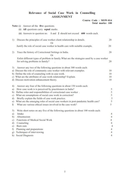 IGNOU MSW-14 Solved Assignment 2023-24 English Medium