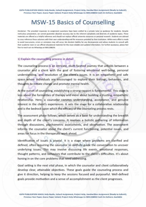 IGNOU MSW-15 Solved Assignment 2023-24 English Medium