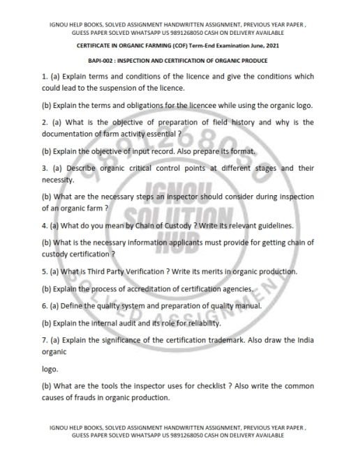 IGNOU BAPI-002 Previous Year Solved Question Paper (June 2021) English Medium