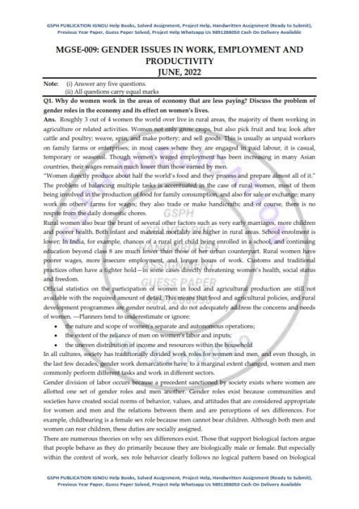 IGNOU MGSE-009 Previous Year Solved Question Paper (June 2022) English Medium