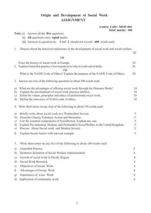 IGNOU MSW-001 Solved Assignment 2023-24 English Medium