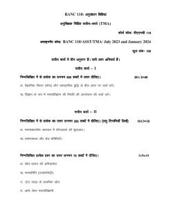 IGNOU BANC 110 Solved Assignment 2023-24 Hindi Medium