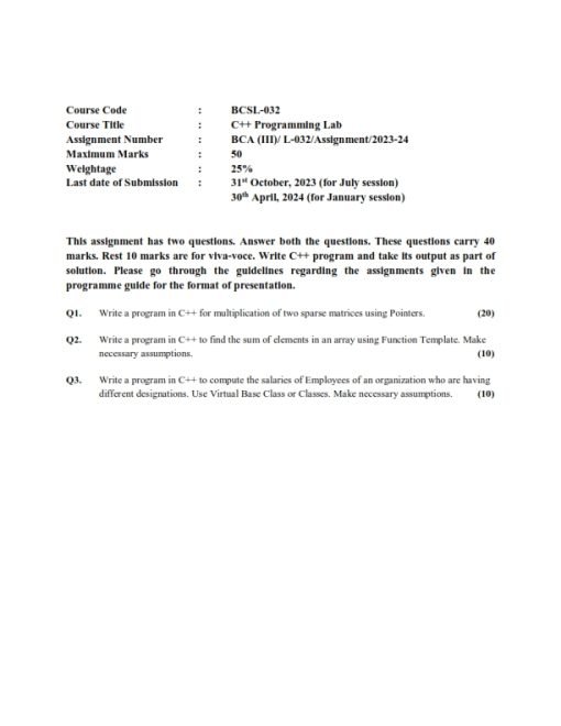 IGNOU BCSL-32 Solved Assignment 2023-24 English Medium